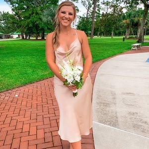 Champagne Silk Bridesmaids Dress-Verona cowl dress